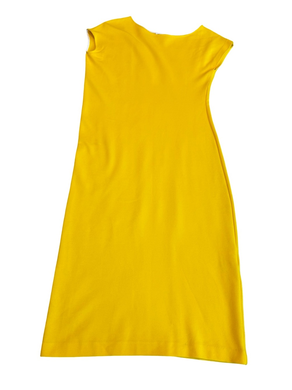 Jil Sander Bold Yellow Shirt Dress Asymmetrical Stretchy Size 34 Small Women's